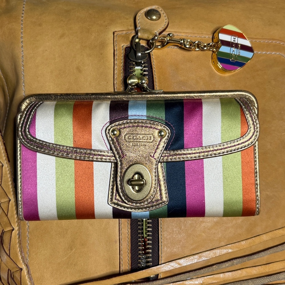 Coach Legacy Thompson Vachetta Braided Fringe Duffle Bag w/FS Striped Wallet - Picture 2 of 12